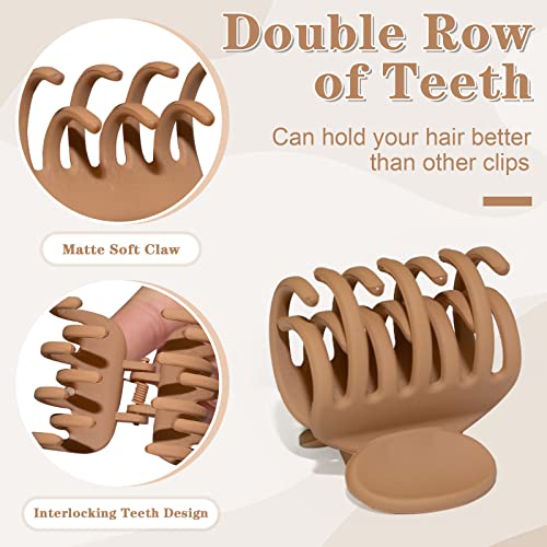 1.6" Matte Small Double Row Teeth Hair Clips for Women - Strong Hold Jaw Clamps for Thin, Fine & Thick Hair - color: Neutral Color