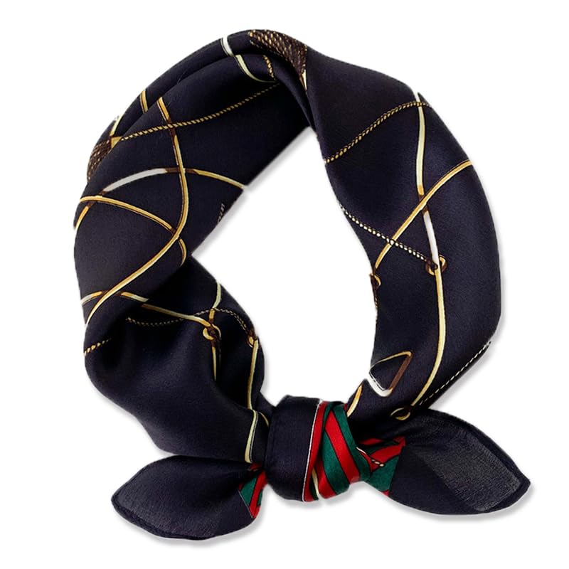 100% Mulberry Silk Neck Scarf - 21'' x 21'' Lightweight Neckerchief - Women Men Small Square Digital Printed Scarves - color: 130