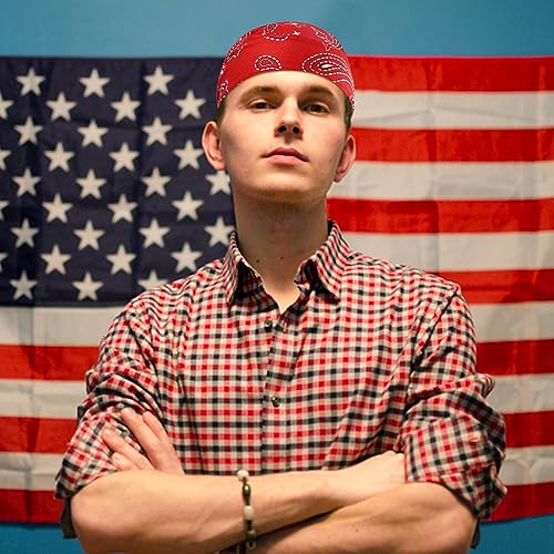 DOCILA 3 Pcs Do Rags for Men Skull Cap Bandana Hat Breathable Helmet Linner Beanie - color: Blackwhitered