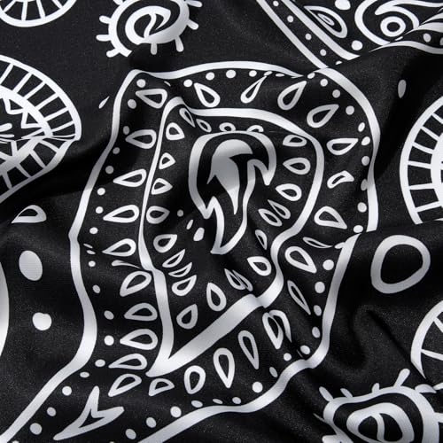 AWAYTR 35” Silk Scarf for Women Large Head Scarf Square Hair Scarf Satin Hair Bandana Printed Silk Sleeping Head Wrap - color: Big Cashew(black)