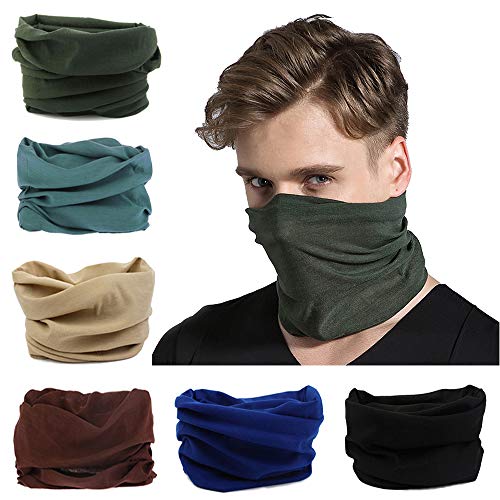 Toes Home 6PCS Outdoor Headband Elastic Seamless Bandana Neck Gaiter Scarf Sport Headwear Boho Series for Yoga Hiking - color: Solid Color Series