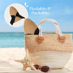 Beach Sun Straw Hats for Women, UPF 50+ UV Sun Protection Wide Brim Summer Straw Hat Foldable Packable Roll up Cap - color: C Khaki