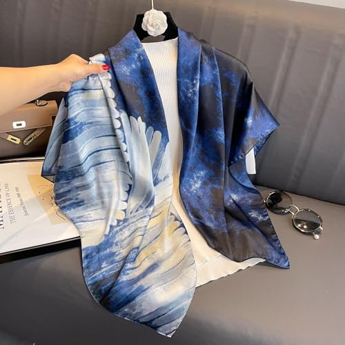 XL 43 Inch Extra Large Square Scarf Fashion Scarves Silk Feeling Hair Scarf Wrapping Scarfs Night Sleeping Headscarf - color: Ba1024
