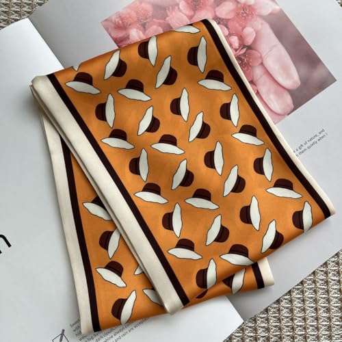 Silk Head Scarf for Hair Fashion Headwrap for Women Lightweight Neck Tie - color: X015-orange Hats
