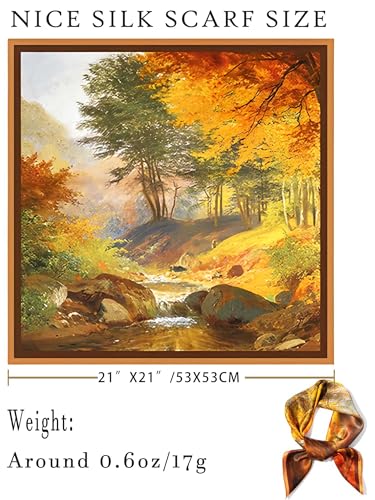 100% Mulberry Silk Scarf for Women Hair Lightweight Square Neckerchief Wrap For Head Scarves 21" - color: 24-golden Jungle /21"*21"