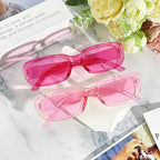 10 Pack Neon/Black Rectangle Sunglasses Bulk for Women Men Retro Trendy Small Rectangle Glasses Party Favors - color: Pink + Hotpink