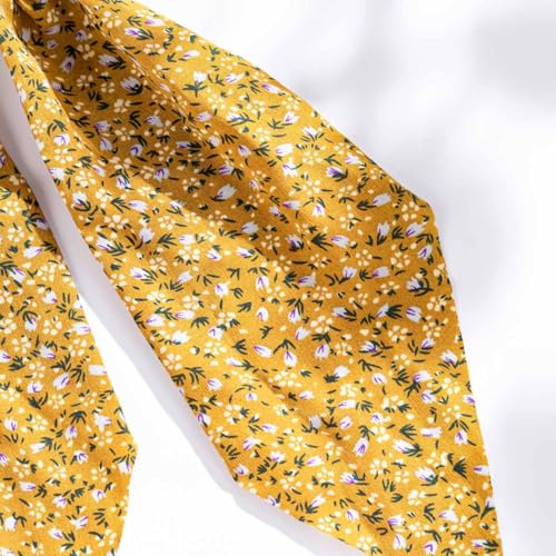 Boho Hair Scarf Scrunchies for Women Bow Hair Ties Floral Hair Scrunchies Silk Elastic Ponytail Holder Hair Accessories for Girls 4 pcs (Flower-1) - color: Flower-1