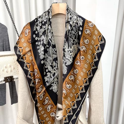 XL 43 Inch Extra Large Square Scarf Fashion Scarves Silk Feeling Hair Scarf Wrapping Scarfs Night Sleeping Headscarf - color: Ba1017