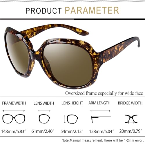 Joopin Oversized Sunglasses Womens Trendy Polarized Large Driving Sun Glasses Ladies UV Protective Big Sunnies Shades - color: B16-crystal Leopard/Brown
