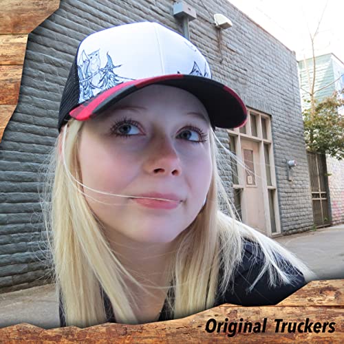 Grace Folly Beach Trucker Hats for Women- Snapback Baseball Cap for Summer - color: Red Plaid Mountain