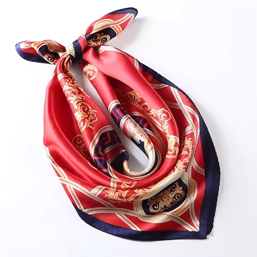 100% Mulberry Silk Neck Scarf - 21'' x 21'' Lightweight Neckerchief - Women Men Small Square Digital Printed Scarves - color: 131