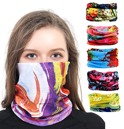 Toes Home 6PCS Outdoor Headband Elastic Seamless Bandana Neck Gaiter Scarf Sport Headwear Boho Series for Yoga Hiking - color: Painting Series
