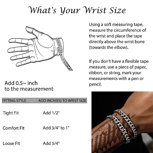 2Pcs Stainless Steel Bracelets for Men 14K Gold Plated Cuban Link Figaro Rope Silver Chain Bracelet Set Curb Width Sturdy Bracelet 7.5/8.3/9 Inches Jewelry Gifts for Dad Husband - color: C:Silver-Two Cuban Link, size: Display Length: 7.5 Inches