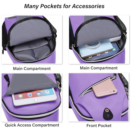 MOSISO Sling Backpack, Multipurpose Crossbody Shoulder Bag Travel Hiking Daypack - color: Light Purple
