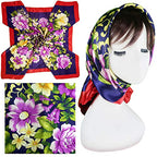 4 Pc Set Large 35 x 35 inches Satin Square Scarves Neck Hair Head Scarf Bundle - color: Set Y19