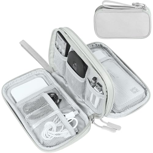 FYY Travel Cable Organizer Bag Pouch Electronic Accessories Carry Case Portable Waterproof Double Layers All-in-One Storage for Cord, Charger, Phone, Earphone Grey - color: Grey, style: Small
