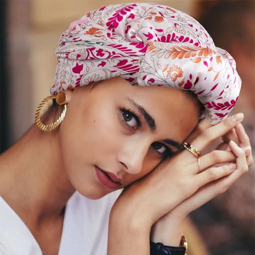 HBselect 4PCS Head Scarf for Women 35” Head Scarves Silk Like Satin Neck Scarfs Square Bandana Hair Wraps Scarf for Sleeping - color: Pink, Black, Blue, Dark Blue, Beige