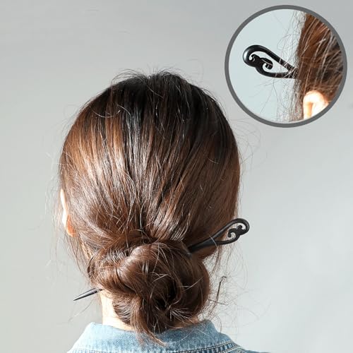 20PCS Wooden Hair Sticks, Chinese Hair Pins for Women, Black Japanese Chignon Hair Chopsticks, Classic Wooden Hair Pins for Buns Hair Accessories for Women Gifts