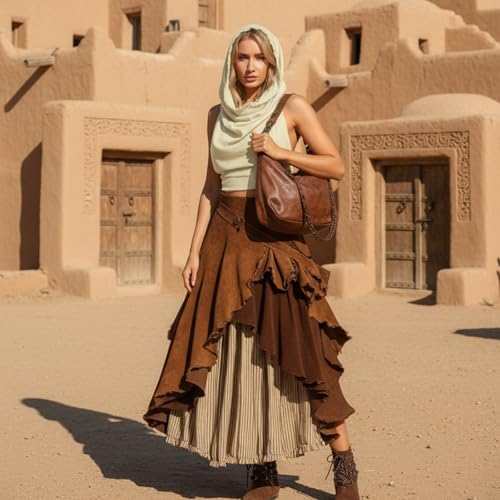 Boho Raw-Edge Crop Top – Adjustable Halter with Open Back & Cross-Wrap Design, 100% Cotton Beach Cover Up - color: Beige