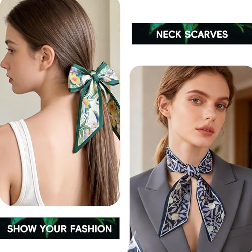 ZXZH 6 Pack Fashion Scarves for Women, Versatile Boho Head Scarf, Satin Scarf for Hair, Neck, Wrist, and Purse Accessories - color: Exotic Jungle Leaf