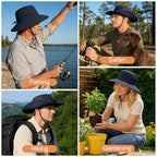 Sun Hat for Men Women UV Protection Wide Brim Fishing Hats Breathable UPF 50+ Boonie Bucket Hats Beach Safari Hiking Garden - color: 1 Pack Navy-1