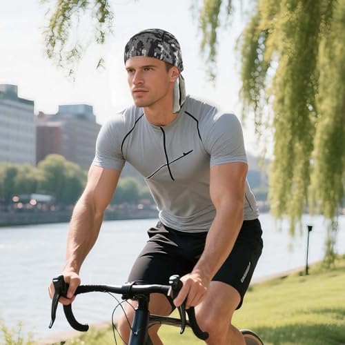 DOCILA 3 Pcs Do Rags for Men Skull Cap Bandana Hat Breathable Helmet Linner Beanie - color: Desertbrowngrey