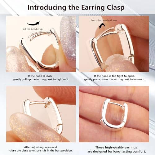 925 Sterling Silver Earrings Small Chunky Silver Earrings for Women Trendy Small Hoop Earrings Silver Hypoallergenic Earrings Small Thick Huggie Hoops Earrings for Jewelry Gifts - color: Silver