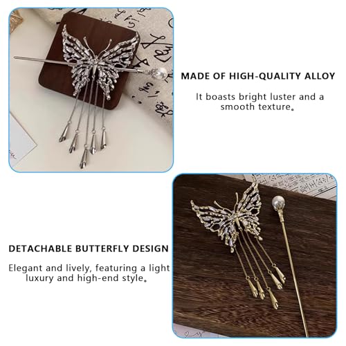 1 Pc Butterfly Hair sticks for buns,Hair pins for women,Buns and Updos with No Hair Damage,Metal French Pin Great Hold,Suitable for fine & thick hair(silver) US377 (silver) - color: silver