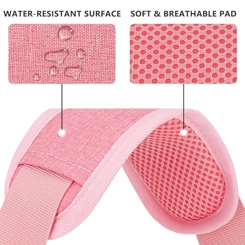 RAINYEAR Shoulder Strap for Bag, Adjustable Soft Padded Replacement Shoulder Strap with Metal Hooks for Messenger Bag - color: Pink