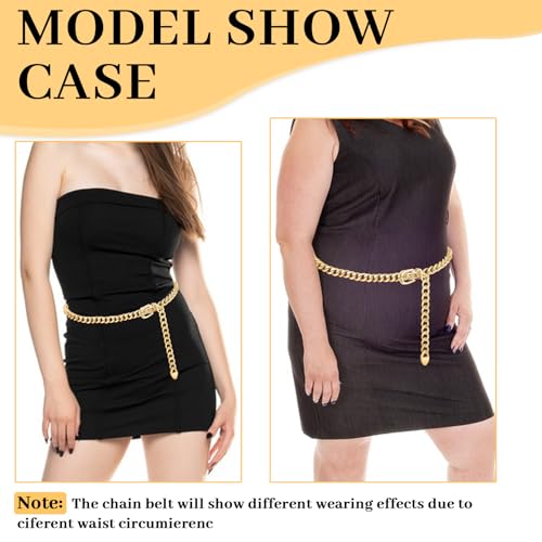 Gold Chain Belt For Women Adjustable Waist Belt Fashion Metal Dress Belts For Jeans Dresses Body Link Waist Chain - size: S: Fits waist 23.5-29.5 inches, style: Gold