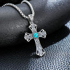 Turquoise Necklaces 925 Sterling Silver Western Necklace Boho Jewelry for Men Women Her Birthday Valentines Day Gifts - style: 1-Celtic Cross Necklace