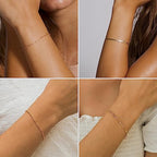 DEARMAY 14K Gold Plated Bracelets for Women, Jewelry Sets Cute Tennis Beaded Bracelets Cuban Link Paperclip Chain Dainty Bracelet Pack Gifts - color: BRACELET-M