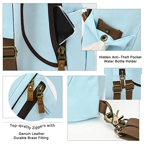 KL928 Canvas Sling Bag - Small Crossbody Backpack Shoulder Casual Daypack Rucksack for Men Women(LightBlue) - color: Canvas-lightblue