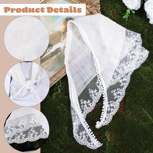 Lace Floral Head Scarf For Women, Adjustable Tie Back Bandana, Boho Triangle Hair Scarf Headband, Vintage Summer Accessories, Cute Stylish Head Kerchief