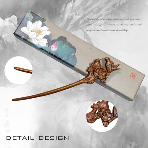 Traditional Chinese hair sticks, retro wooden hair pins, used for long hair accessories buns, Hanfu Dressing Accessories（Winter’s Harmony:Plum Duet） - color: Winter’s Harmony:Plum Duet