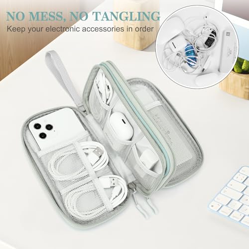 FYY Electronic Organizer, Travel Cable Organizer Bag Pouch Electronic Accessories Carry Case Portable Waterproof Double Layers All-in-One Storage Bag for Cable, Charger, Phone, Earphone, Mint Green - color: Mint Green, style: Small