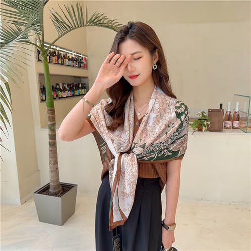 XL 43 Inch Extra Large Square Scarf Fashion Scarves Silk Feeling Hair Scarf Wrapping Scarfs Night Sleeping Headscarf - color: Ba1011