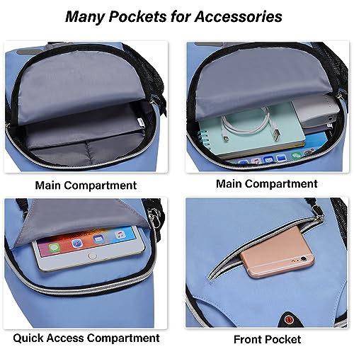 MOSISO Sling Backpack, Multipurpose Crossbody Shoulder Bag Travel Hiking Daypack - color: Airy Blue