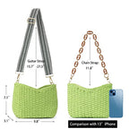 Herald Small Summer Crossbody Bags for Women, Beach Handmade Straw Woven Pocketbooks Handbag Shoulder Purse - color: Green