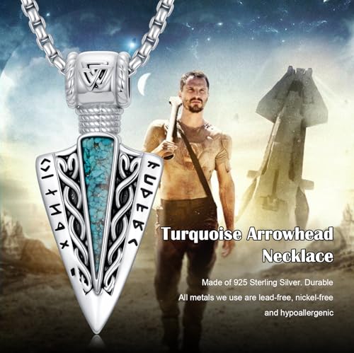 Turquoise Necklaces 925 Sterling Silver Western Necklace Boho Jewelry for Men Women Her Birthday Valentines Day Gifts - style: 7-Arrow Necklace