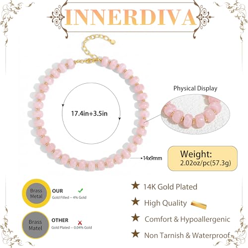 Summer Beach Jewelry Chunky Beaded Necklace for Women Trendy Statement Big Colorful Resin Bead Choker Necklaces Boho Charm Jewelry Cute Gifts for Love - color: Pink