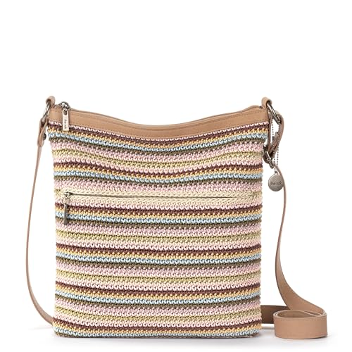 The Sak Lucia Crossbody Bag in Crochet, Convertible Purse with Adjustable Shoulder Strap - color: Multi Stripe