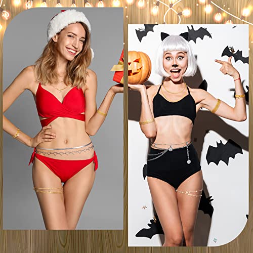 JenPen 8 Pcs Belly Chain Adjustable Waist Chain Summer Beach Bikini Waist Body Beads for Women Adults Multilayer - style: Stylish Style