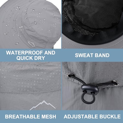 Sun Hat for Men Women with Neck Flap,UPF 50+ UV Protective Hiking Fishing Hats,Wide Brim Sun Hat for Women&Men - color: 1pack-style2-darkgrey(with Face Cover)