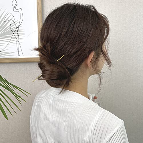 Lawie 40 Pack 6 Inch Gold Silver Long Metal Straight Hair Sticks with Hole Pencil Plain Hair Picks Forks Needle Rod Blank Thin Hairpins Hair Shawl Pins Chopsticks Bun Holder Craft DIY Accessories Bulk