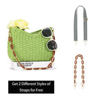 Herald Small Summer Crossbody Bags for Women, Beach Handmade Straw Woven Pocketbooks Handbag Shoulder Purse - color: Green