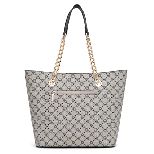 Montana West Tote Bag for Women Chain Top-handle Handbags - color: Black Lucky Clover