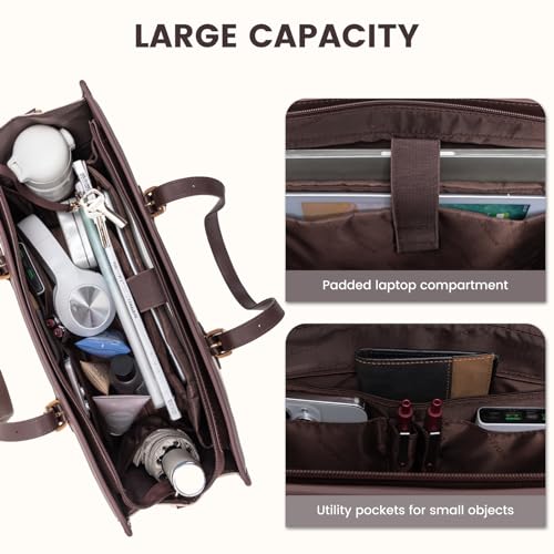 LOVEVOOK Laptop Tote for Women 15.6 Inch Canvas, Large Capacity Work Bag With Clutch Purse, Computer Office Business Briefcase, Casual Handbag for Travel College Teacher School - color: Beige, size: 15.6 inch