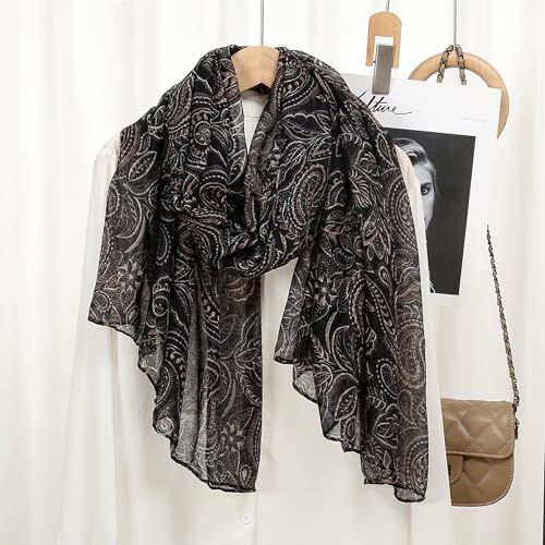 vimate Lightweight Scarf for Women Fashion Head Cover Hijab Cotton Voile Scarf Shawl Wrap for Spring Fall Winter Season - color: J1#.style 25