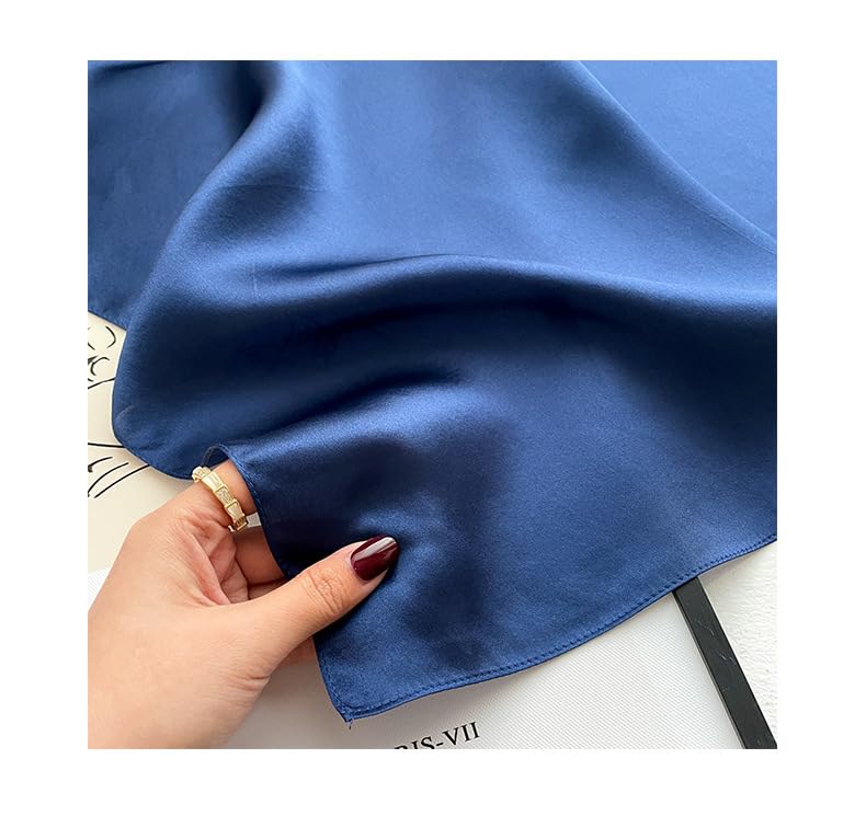 100% Mulberry Silk Neck Scarf - 21'' x 21'' Lightweight Neckerchief - Women Men Small Square Digital Printed Scarves - color: 069